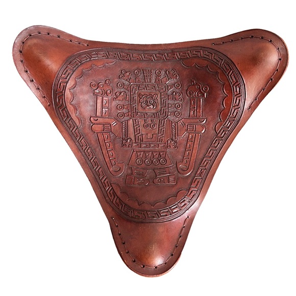 Vintage Handcrafted Mexican Leather Saddle Seat Folding Tripod Camping Stool - Picture 2 of 13